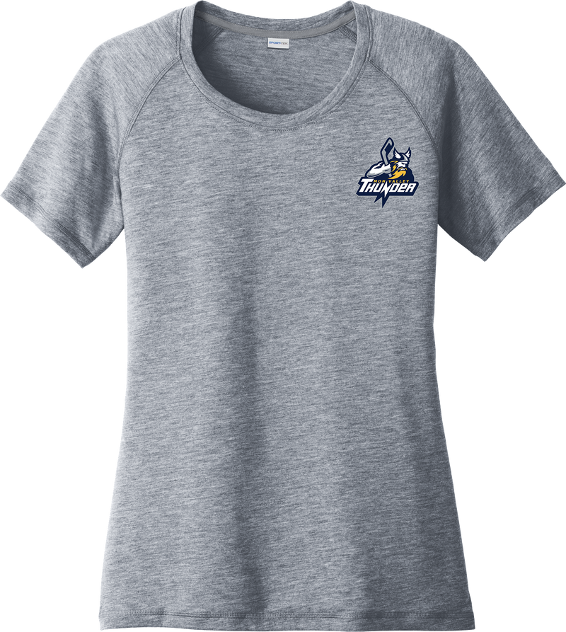 Mon Valley Thunder Ladies PosiCharge Tri-Blend Wicking Scoop Neck Raglan Tee